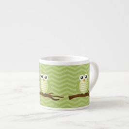 Schattige groene uilen espresso kop