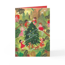 Schattige groene versierde kerstboom kinderen