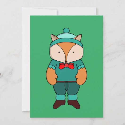 Schattige groene vos kaart (Voorkant)