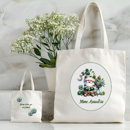 Schattige Groene Waterverf Gnome Succulent Tote Bag