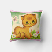schattige groenogige kitten print kussen (Achterkant)