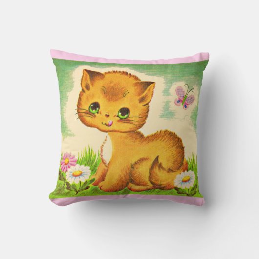 schattige groenogige kitten print kussen (Voorkant)