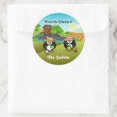 Schattige groenten en fruit, tuinman Penguin Coupl Ronde Sticker (Tas)