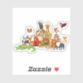 Schattige groep dieren sticker (Vel)