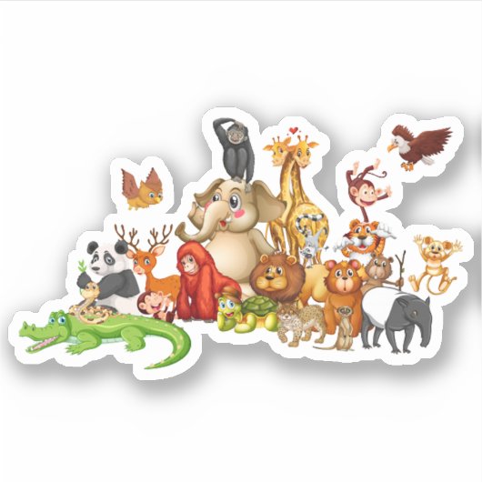 Schattige groep dieren sticker (Voorkant)