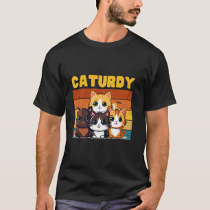 Schattige groep katten op zaterdag, ook bekend als t-shirt