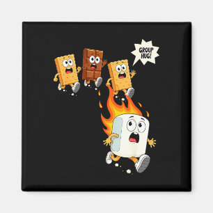 Schattige groepsknuffel marshmallow kampvuur smore magneet