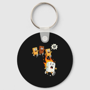 Schattige groepsknuffel marshmallow kampvuur smore sleutelhanger