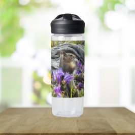 Schattige Grondsquirrel en Wilde Bloemen Natuurfot Waterfles