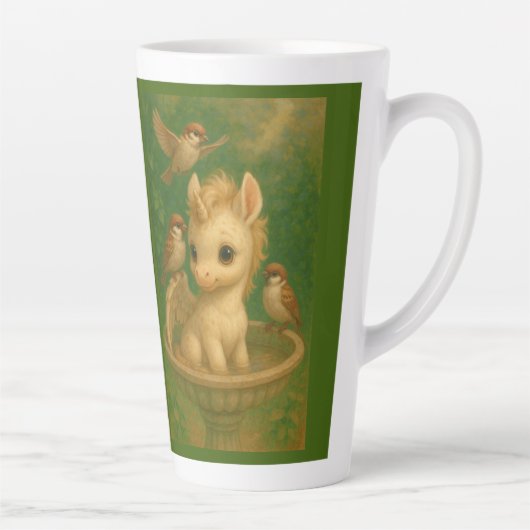 Schattige, grootoogig, baby unisus, pegasus eenhoo latte mok (Rechts)