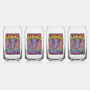 Schattige Groovy Hippie Axolotl Retro 70s Regenboo Blikvorm Glas
