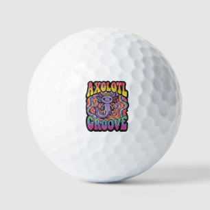 Schattige Groovy Hippie Axolotl Retro 70s Regenboo Golfballen