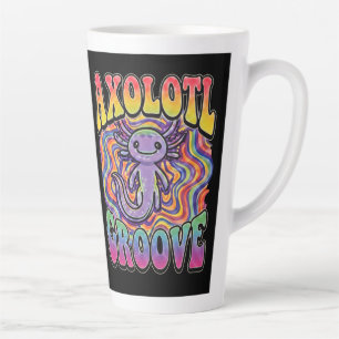 Schattige Groovy Hippie Axolotl Retro 70s Regenboo Latte Mok