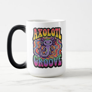 Schattige Groovy Hippie Axolotl Retro 70s Regenboo Magische Mok