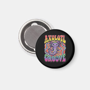Schattige Groovy Hippie Axolotl Retro 70s Regenboo Magneet