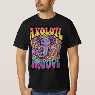 Schattige Groovy Hippie Axolotl Retro 70s Regenboo T-shirt
