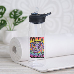 Schattige Groovy Hippie Axolotl Retro 70s Regenboo Waterfles