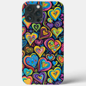 Schattige Groovy Hippie Love Hearts Case-Mate iPhone Case (Achterkant)