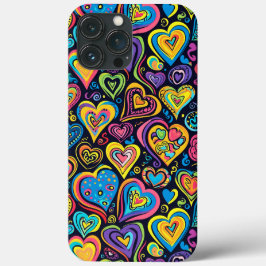 Schattige Groovy Hippie Love Hearts Case-Mate iPhone Case
