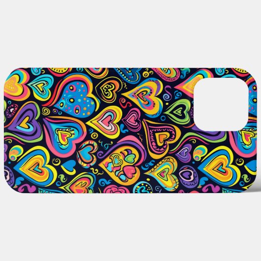 Schattige Groovy Hippie Love Hearts Case-Mate iPhone Case (Achterkant (horizontaal))