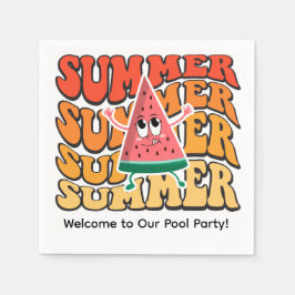 Schattige Groovy Retro Zomer Watermeloen Feest Servet