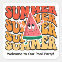 Schattige Groovy Retro Zomer Watermeloen Feest