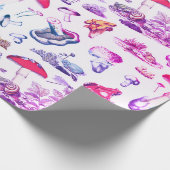Schattige Groovy Roze Paddestoel Kikker Bospatroon Cadeaupapier (Hoek)