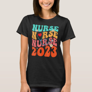 Schattige Groovy Stethoscoop Verpleegster Leven Ve T-shirt