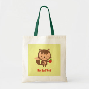 Schattige Grote Boze Wolf met Appel voor Kinderen Tote Bag