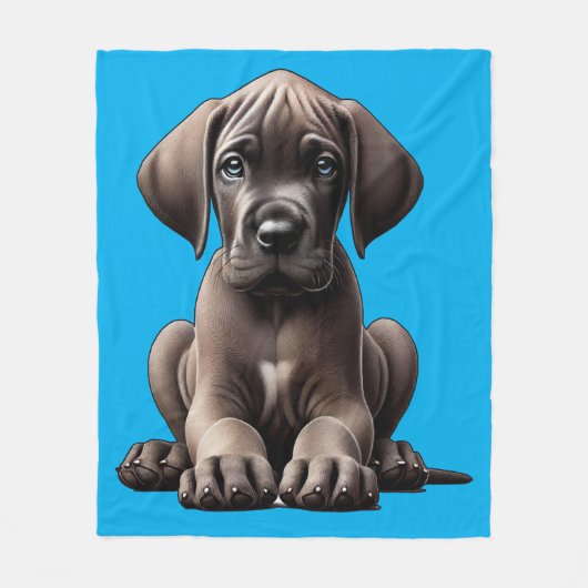 Schattige Grote Dane Puppy Fleece Deken (Voorkant)