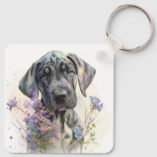 Schattige Grote Deen Hond Sleutelhanger (Achterkant)