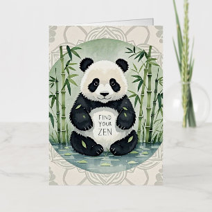 Schattige grote mollige panda in een lotushouding folie wenskaart