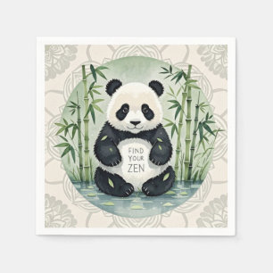 Schattige grote mollige panda in een lotushouding servet
