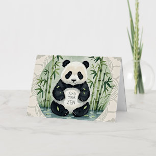 Schattige grote mollige panda zittend in een lotus folie wenskaart