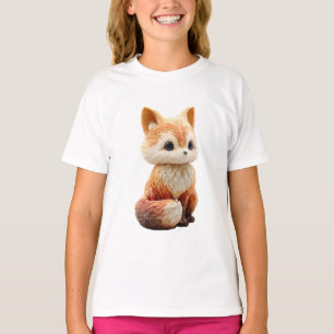 Schattige Grote Ogen Aardige Zittende Rode Vos Kin T-shirt