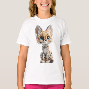 Schattige Grote Ogen Gespikkelde Serval Kat Kinder T-shirt