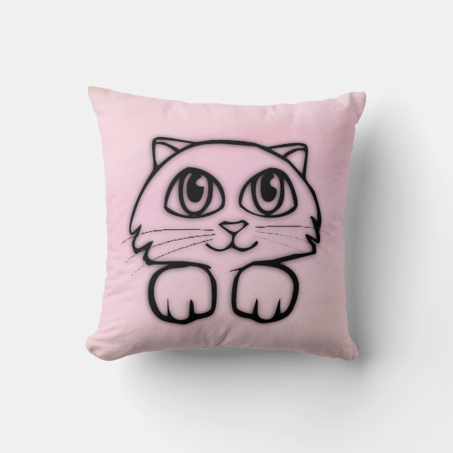 Schattige grote ogen kat roze kussen (Voorkant)