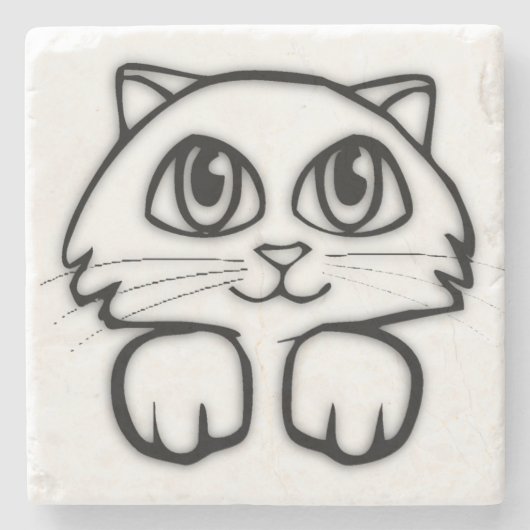 Schattige grote ogen kat stenen onderzetter (Voorkant)