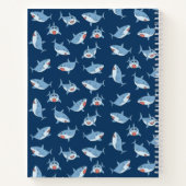 Schattige Grote Witte Haaien Oceaan Monogram Kinde Notitieboek (Achterkant)