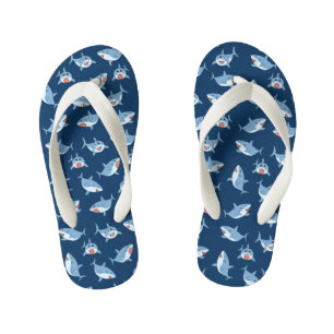 Schattige Grote Witte Haaien Oceaan Patroon Kinder Teenslippers