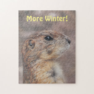 Schattige Ground Hog Meer Winter Art Puzzel