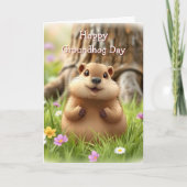 Schattige Groundhog Day Kaart (Voorkant)