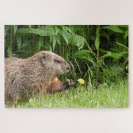Schattige Groundhog-ploegenvloeren Jigzaag Puzzle Legpuzzel