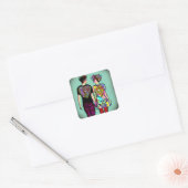 Schattige Grunge Punk Rock Paar Holding Handen Vierkante Sticker (Envelop)