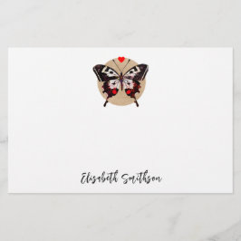 Schattige  Grunge vlinder en harten Voeg naam toe Briefpapier