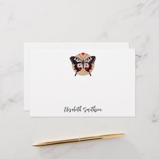 Schattige  Grunge vlinder en harten Voeg naam toe Briefpapier (Voorkant / Achterkant in situ)