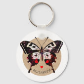 Schattige Grunge vlinder en harten Voeg naam toe Sleutelhanger (Achterkant)