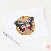 Schattige  Grunge vlinder hart gemaakt met liefde Ronde Sticker (Envelop)
