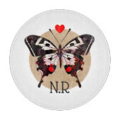Schattige Grunge Vlinder & Hart Monogrammed Snijplank (Voorkant)