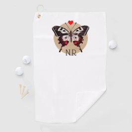 Schattige  Grunge Vlinder & Harten Monogrammed Golfhanddoek